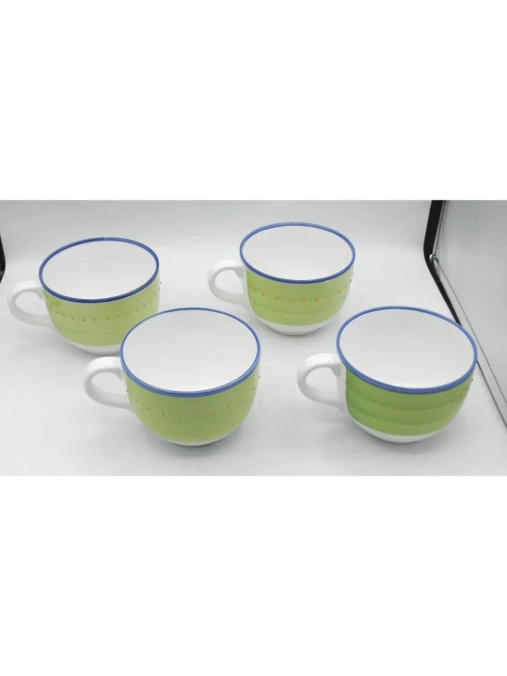 VTG Pier 1 Germany Hand-Painted Jumbo Mug 24 Ounce Capacity Set of 4 Raised Dots